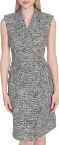 Женское платье-халат из твида с короткими рукавами и воротником Calvin Klein, Black White