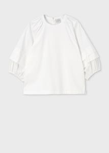 Женский комбинированный топ с отложными рукавами Paul Smith, цвет Off White