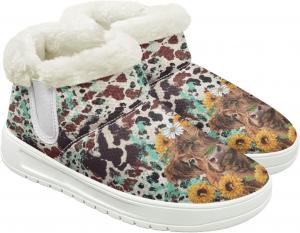 Qoiuvncy Мужские утепленные зимние ботинки-слипоны с меховой подкладкой, теплые мягкие зимние ботинки, белая подошва