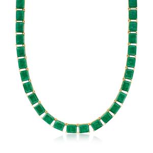Изумрудное ожерелье Ross-Simons из 18-каратного золота поверх стерлингового серебра Ross-Simons, 18 In