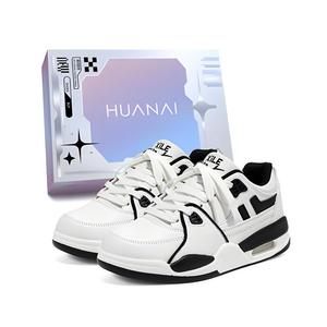 Износостойкие, нескользящие, низкие кроссовки для скейтбординга унисекс HUANAI, White Black (Gift Box Set)