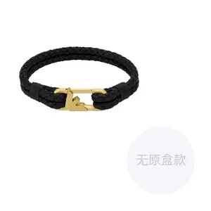 EMPORIO ARMANI Кожаный браслет для мужчин Black/Gold