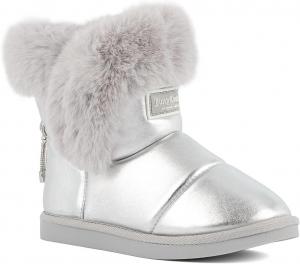 Женские зимние ботинки Juicy Couture на шнуровке, с теплой и утепленной меховой подкладкой, комфортные модные ботильоны, Silver