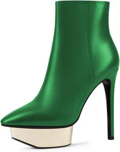 Женские модные ботильоны YDN, зауженный носок, двухцветные, на платформе, сита́лый каблук-стилет, боковая молния, обувь для вечеринок, выпускного, повседневная, размеры US 4-16, Green