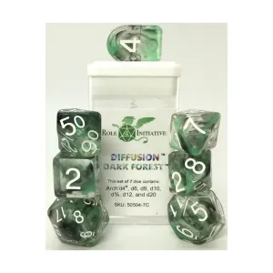 Многогранные игральные кости — Темный лес, арка d4 с белыми цифрами (7), Game Dice - Diffusion (Role 4 Initiative)