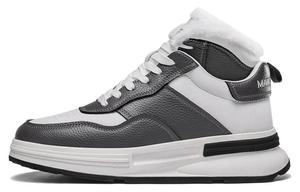 FAIRWHALE Стильные скейтерские кроссовки мужские серо-белые на флисе, цвет Gray White (Fleece-Lined)