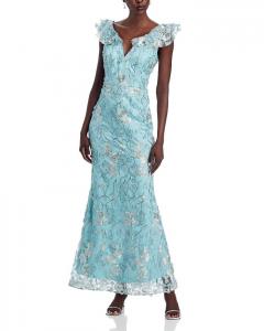 Платье без рукавов с V-образным вырезом и 3D цветком Eliza J, синий