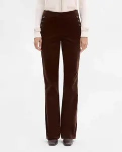 Женские расклешенные вельветовые брюки с пуговицами Simorra, коричневый