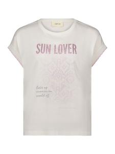 Футболка с принтом и круглым вырезом в цвете Patch Cream/Rosé CARTOON