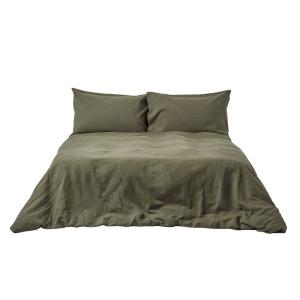 Комплект постельного белья из льна Homescapes, зеленый - 150 х 200 см