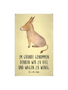 Mr. & Mrs. Panda Полотенце с изображением осла и надписью пастельно-желтого цвета