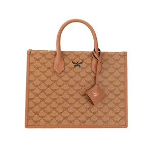 MCM Кожаная панельная холщовая сумка тоут