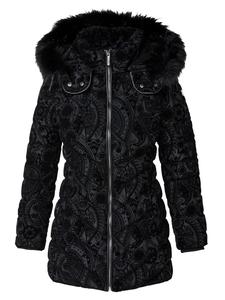 Женская стеганая куртка с капюшоном, цвет ЧЕРНЫЙ KOROSHI