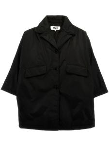 Однобортное пальто MM6 Maison Margiela Kids, черный
