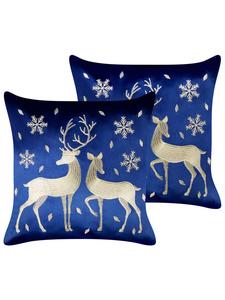 Beliani Комплект из 2 декоративных подушек «Без» в сине-золотом цвете