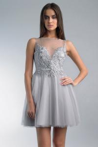 Коктейльное платье без рукавов с юбкой из тюля Basix Black Label, серебряный
