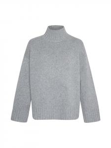 Свободный свитер свободного кроя с высоким воротником из смеси кашемира и шерсти в цвете серебристый меланж Style Republic