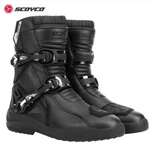 SCOYCO Мотоциклетные ботинки для мужчин, всесезонные универсальные внедорожные, waterproof, MT038WP-Black, размер 43