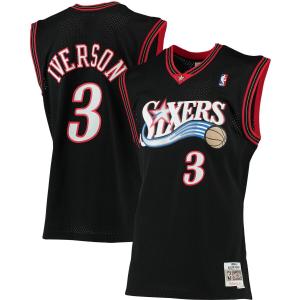 Мужская черная футболка Mitchell & Ness Allen Iverson Philadelphia 76ers Big & Tall Hardwood Classics