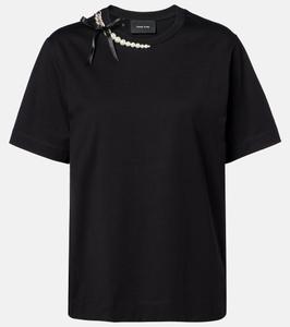 Хлопковая футболка с декоративными элементами Simone Rocha, Black/Pearl