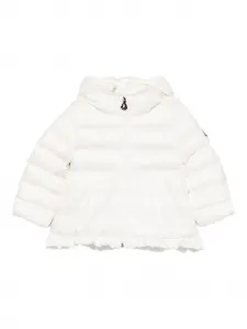 Утепленный пуховик с капюшоном Moncler Enfant, белый