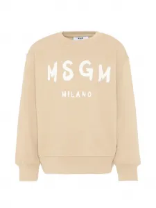 Свитшот с круглым вырезом и логотипом MSGM Kids, бежевый