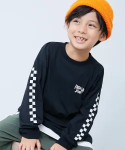 Футболка с длинным рукавом и крупным силуэтом дьявольской лабрадорши, Детская одежда. Размер 26SS Devirock, цвет 001-Checker-Black