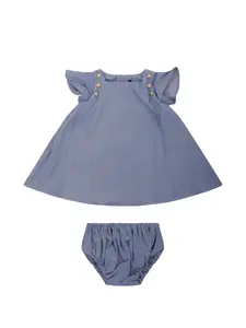 Платье с оборками на пуговицах Balmain Kids, синий