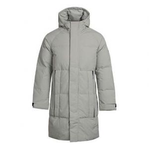 Пуховик adidas Solid Color Zipper hooded down Jacket Gray, серый