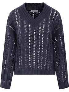 Свитер открытой вязки Brunello Cucinelli, синий