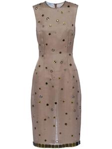 Шелковое платье с люверсами Prada, зеленый