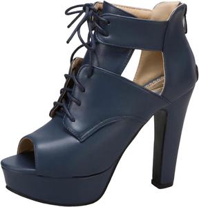 Женские ботильоны на высоком каблуке с платформой, с открытым носком, сандалии, женские кружевные ботинки до щиколотки, модные женские дышащие гладиаторские ботильоны, свадебная обувь для невесты, удобные короткие ботинки на каблуке Generic, Blue