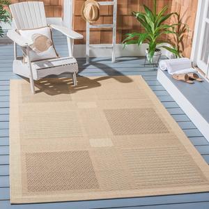 Ковер SAFAVIEH, 122 x 171 см, Washable Rug Outdoor Courtyard Collection - Natural & Brown, без линьки и легкий в уходе, идеален для патио, заднего двора, прихожей (CY1928-3001)