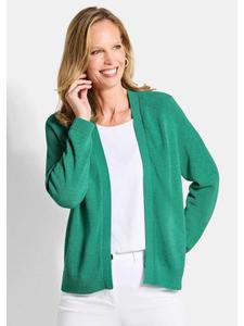 GOLDNER Укороченный размер: Кардиган с вязаной отделкой зеленого цвета