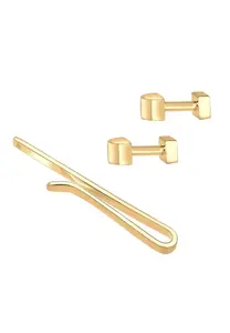 Набор зажимов для галстука Kuzzoi "Запонки с зажимами для галстука, базовое серебро 925 пробы", цвет Gold