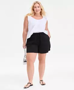 Топ из хлопковой марли больших размеров с V-образным вырезом и рукавами-крылышками On 34th, белый