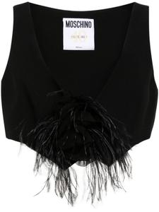 Moschino трикотажный топ с цветочной аппликацией, черный