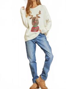 Рождественский свитер с рукавами и пайетками в цвете слоновой кости ANDREE BY UNIT