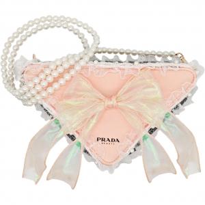 PRADA Yxyy снежинка double layer, современный романтичный, винтажная элегантная ткань, треугольная косметичка, косметические инструменты pink