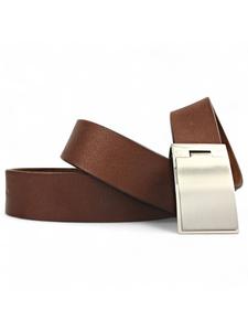 Серебряный кожаный ремень коричневого цвета FRONHOFER