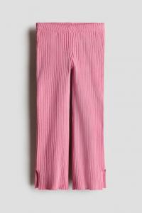 Расклешенные брюки из ребристого трикотажа H&M, розовый
