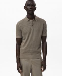 Мужская ажурная вязаная хлопковая рубашка-поло MANGO, Dark Green