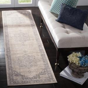 Ковер-дорожка SAFAVIEH, 61 x 305 см, Brentwood Collection - Cream & Grey, дизайн Medallion Distressed, без линьки и прост в уходе, идеален для помещений с высокой проходимостью в гостиной, спальне (BNT865B)