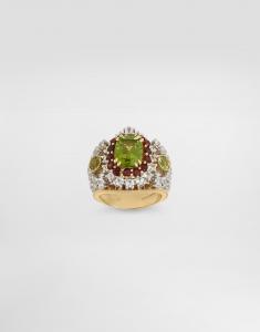 Кольцо eleganza из белого и желтого золота 750 пробы с перидотом, гранатами и сапфирами Dolce & Gabbana