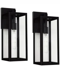 Комплект из 2 современных уличных настенных светильников Titan с прозрачным стеклом John Timberland, черный