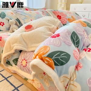 Yalu Комплект постельного белья из велюра (простыня 150 см, пододеяльник 180х200 см), цвет Huayang, утепленный, мягкий