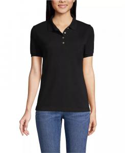 Женское сетчатое поло с коротким рукавом и полосками Fem Fit Lands' End, черный