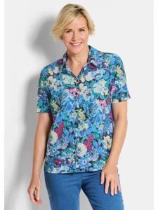 GOLDNER Блузка/рубашка с цветочным принтом синего цвета / с узором