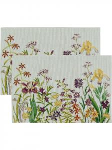 Sander Набор из 2 салфеток под тарелки из смесовой хлопковой ткани, тканых, с цветочным узором, в натуральном и разноцветном исполнении