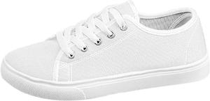 Женские повседневные кеды из ткани Модные универсальные ботинки на шнуровке Комфортные плоские дышащие для повседневной носки Generic, White